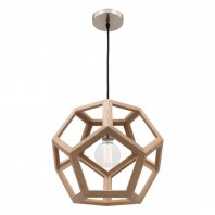 Mercator-Peeta Natural Timber Pendant With Brushed Chrome Metalware